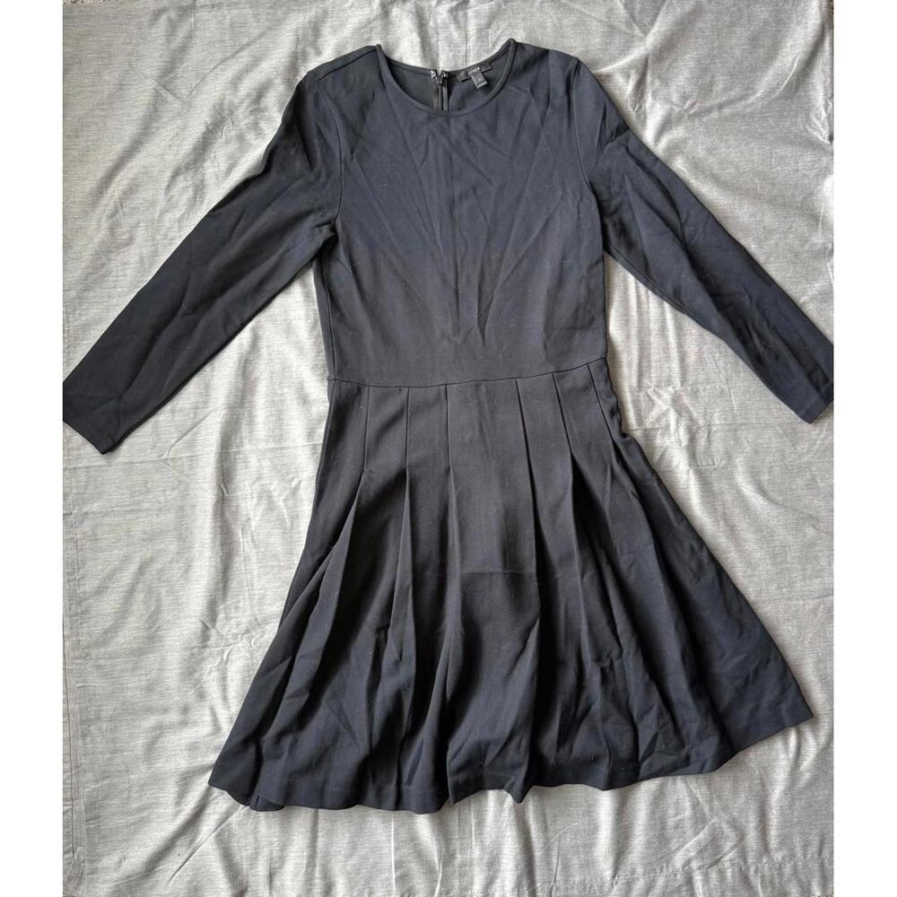 J.Crew Womens Long Sleeve Dress Black Size 10 Box Pleat F8768